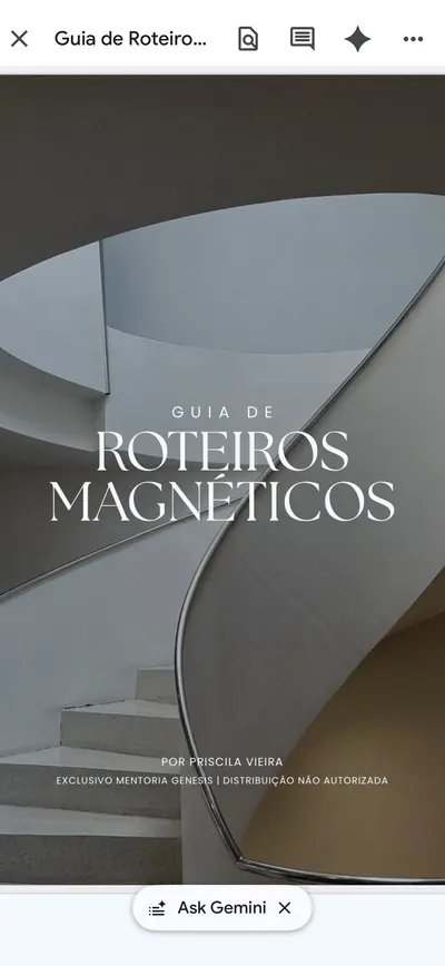 Capa do Guia de Roteiros Magnéticos aberta no celular